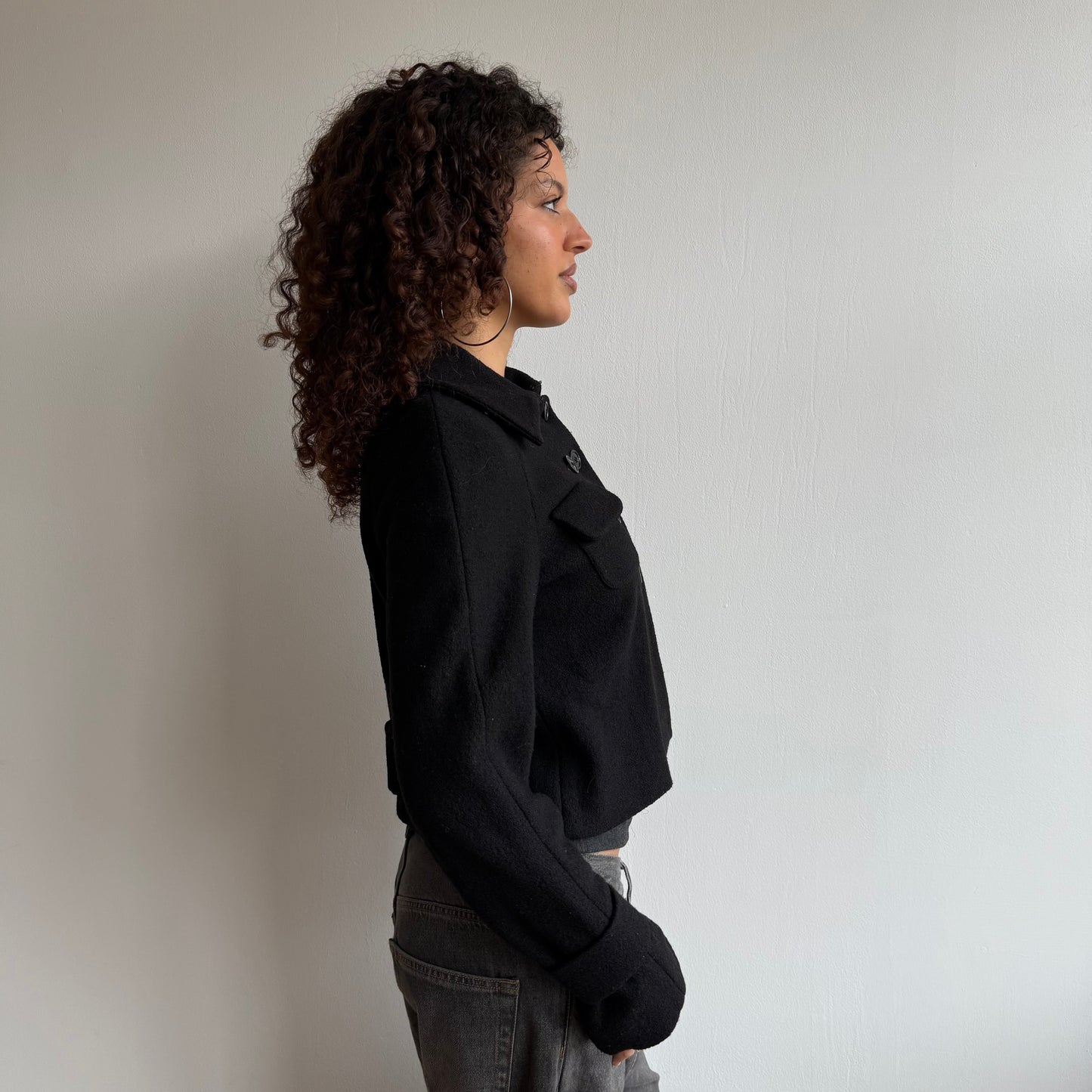 Black wool peacoat jacket - Size S