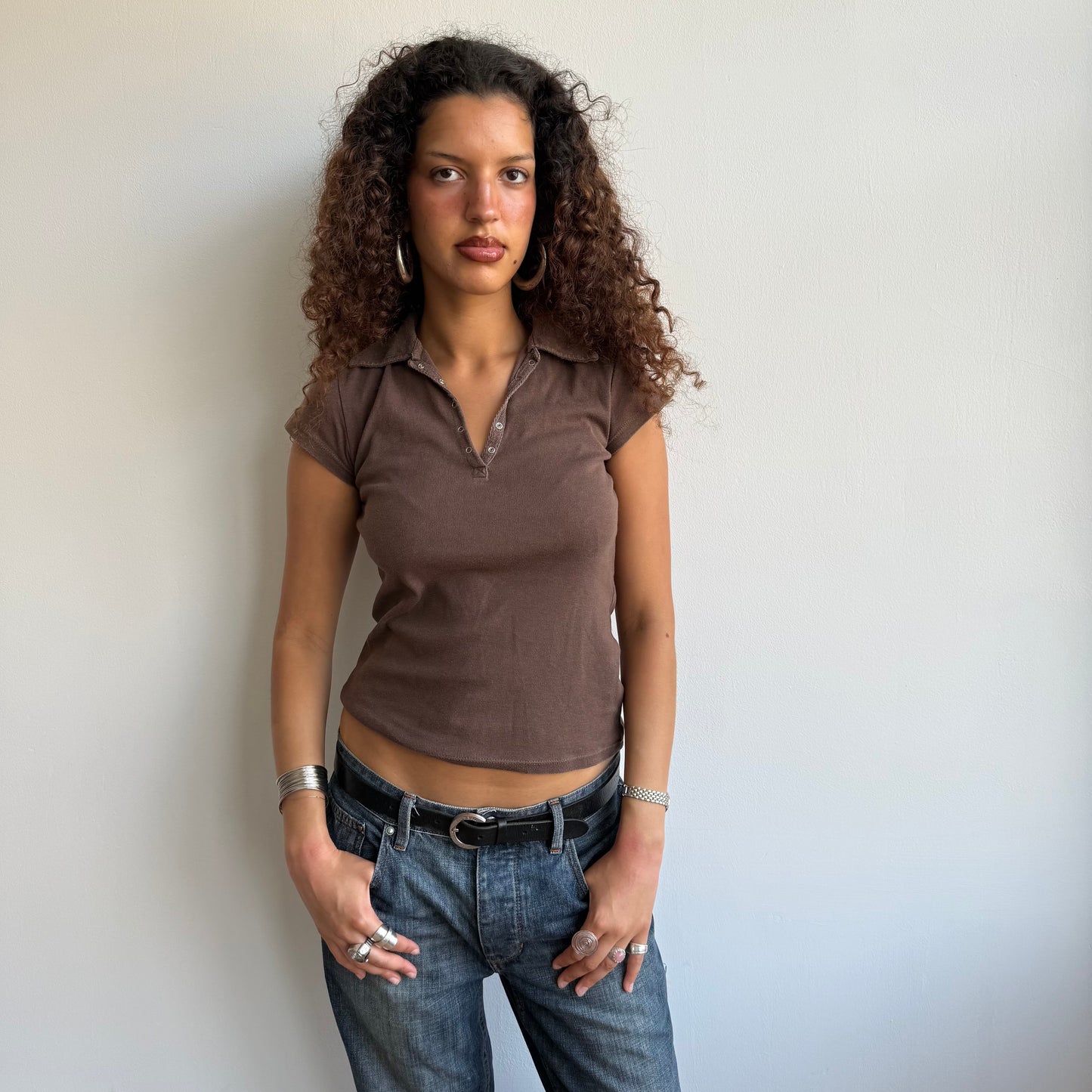 Brown polo top - Size S/M