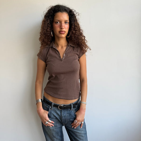 Brown polo top - Size S/M