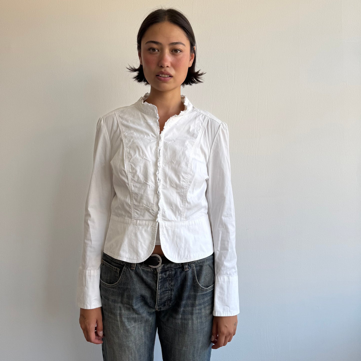 White ruffle military jacket - Size S/M