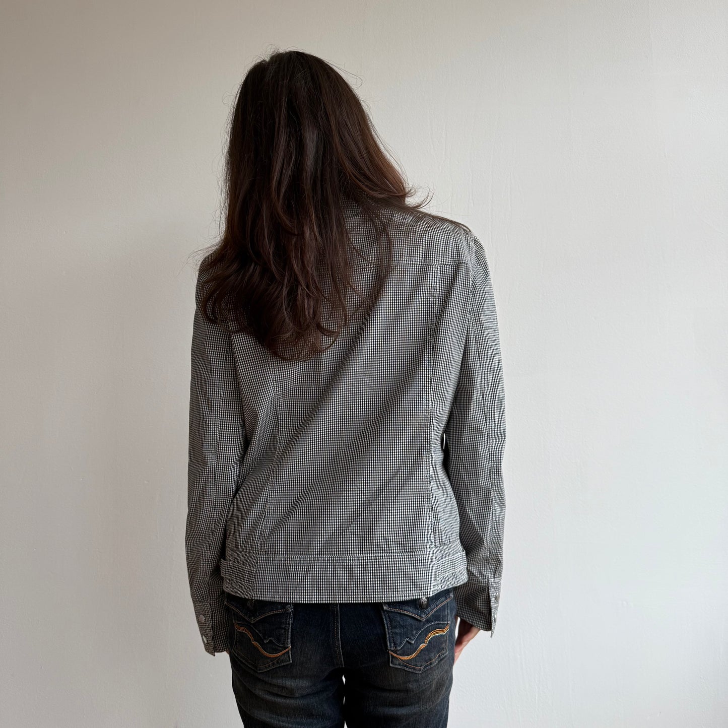 Gingham moto jacket - Size S