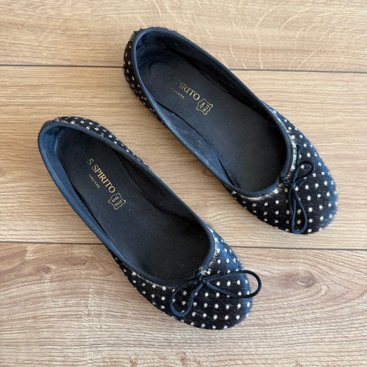 Polka dot pony hair ballet flats - Size 40