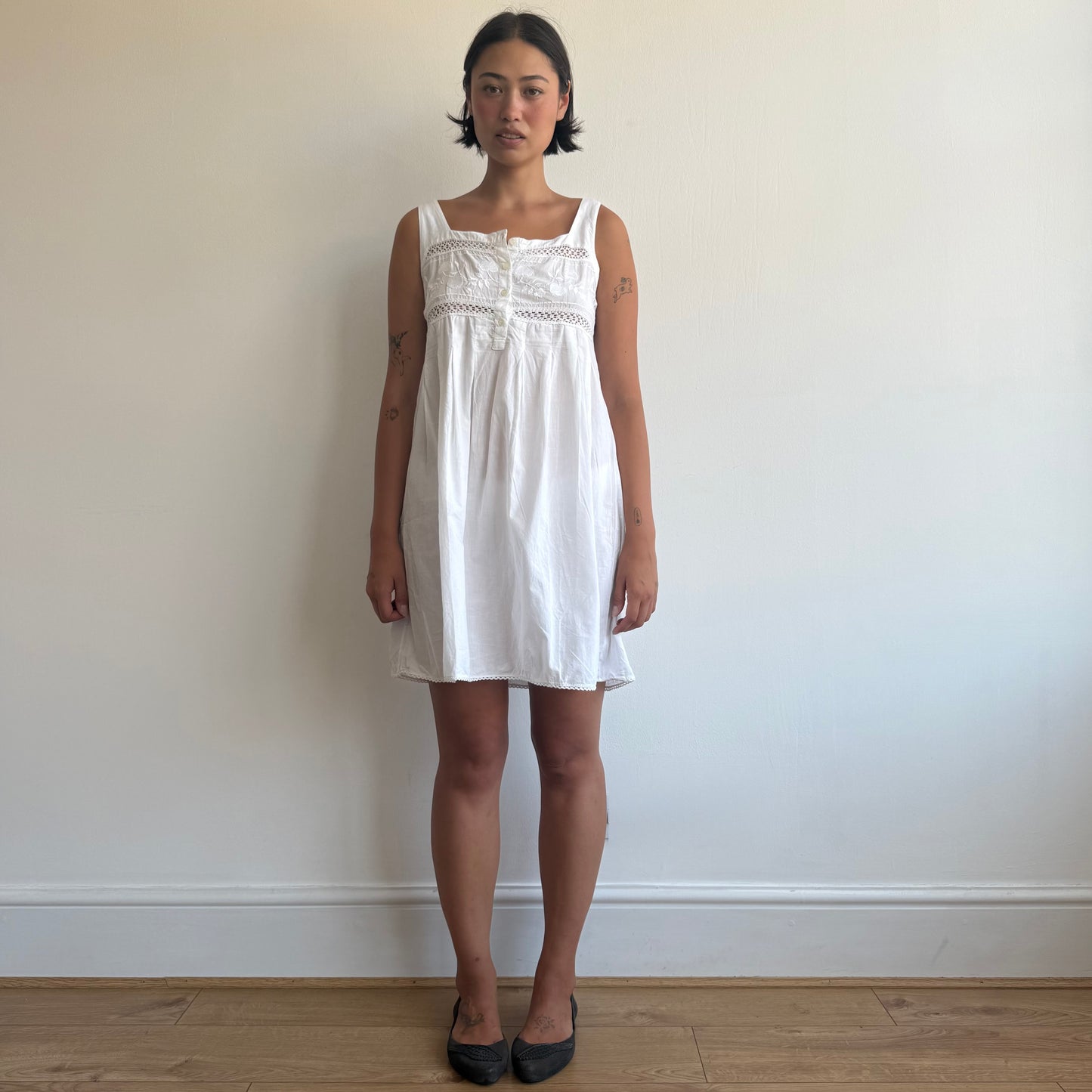 White embroidered milkmaid dress - Size S