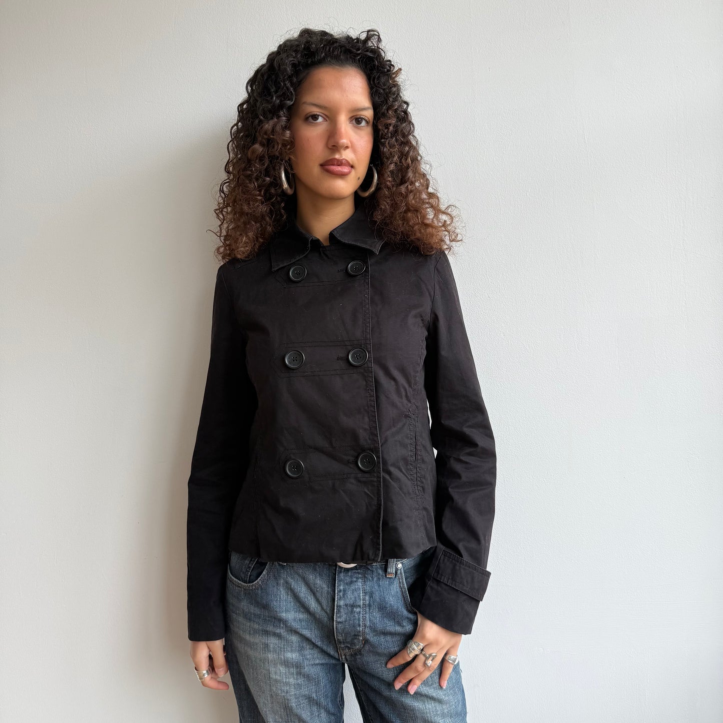 Black trench peacoat - Size S