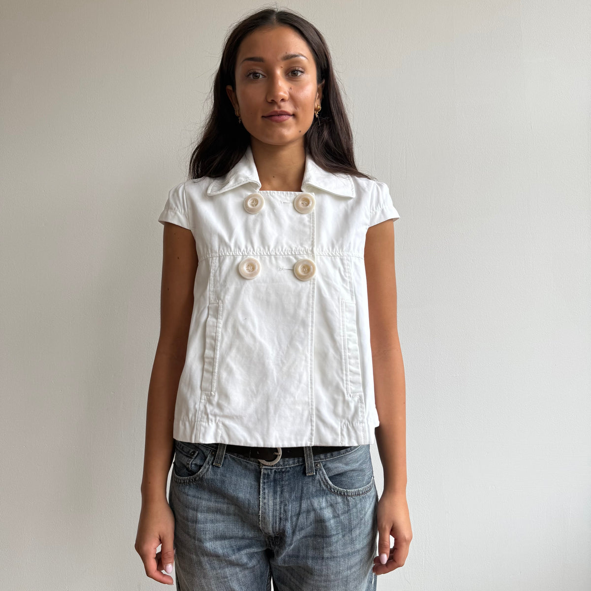 White short sleeve peacoat - Size S
