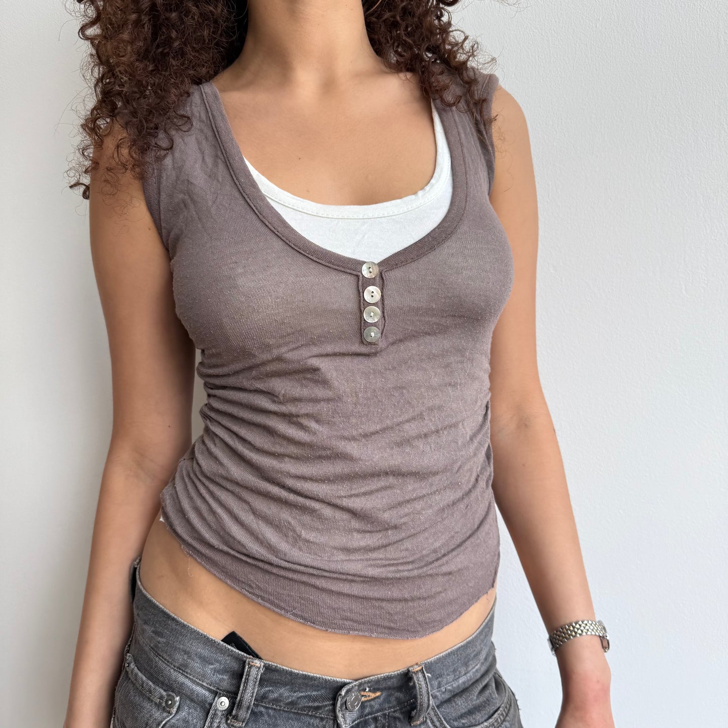 Brown fine knit top - Size S