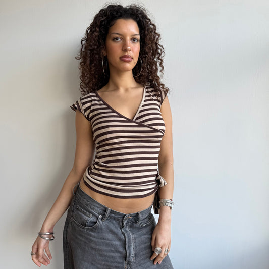 Brown and beige stripe top - Size S
