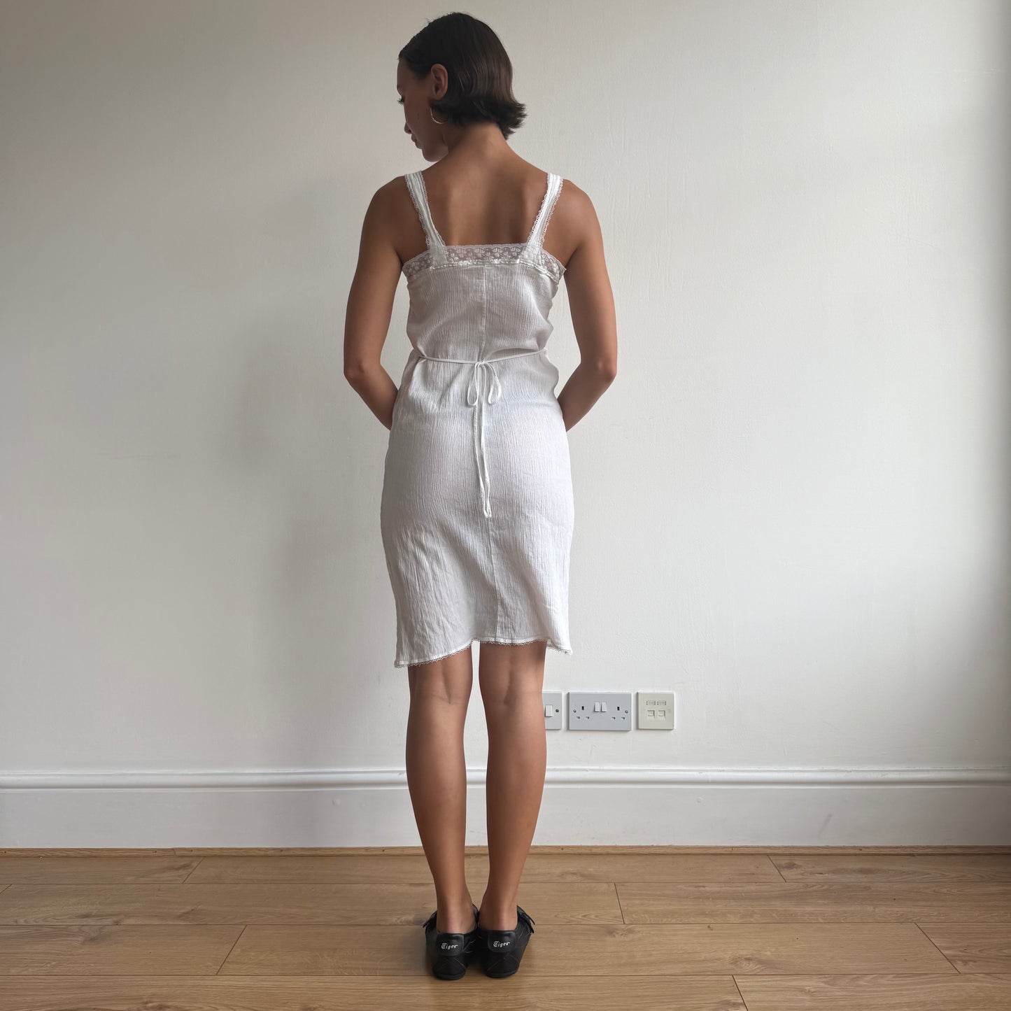 White cheesecloth milkmaid dress - Size S