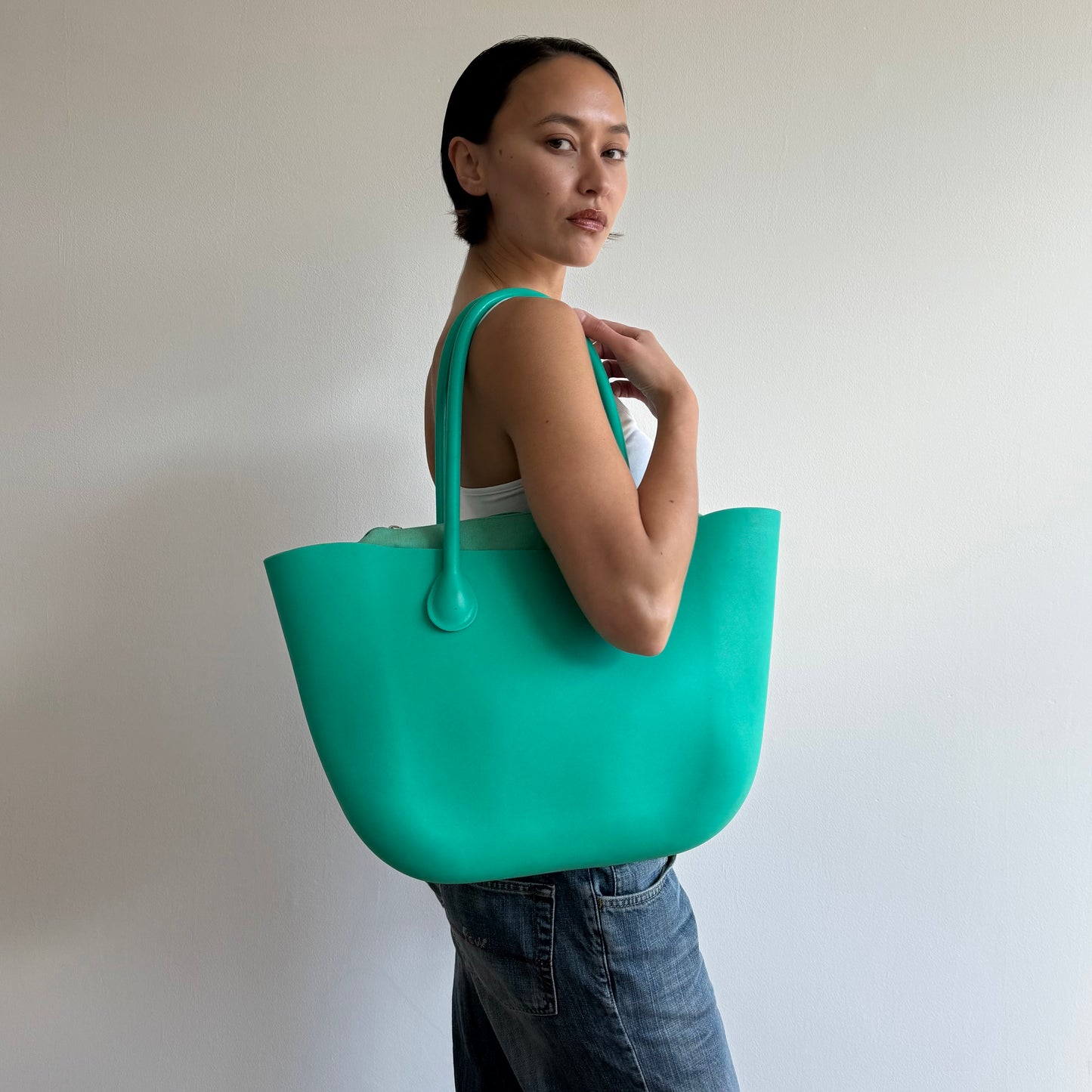 Turquoise jelly bucket bag - One Size