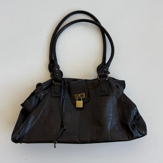 Black leather padlock bag - One Size