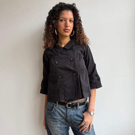 Black 3/4 sleeve peacoat - Size S + M/L