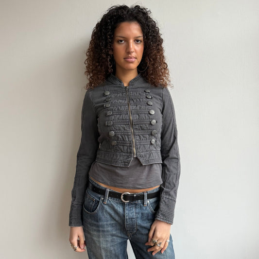 Grey cropped military jacket - Size S