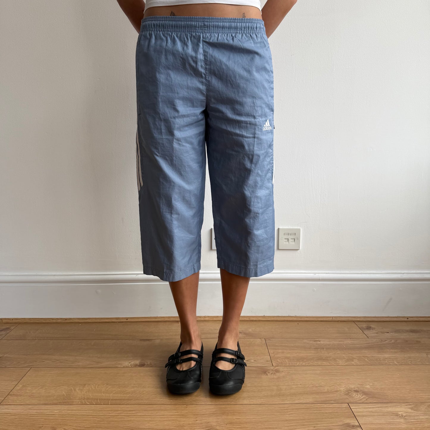 Blue Adidas grid cargo capris - Size S