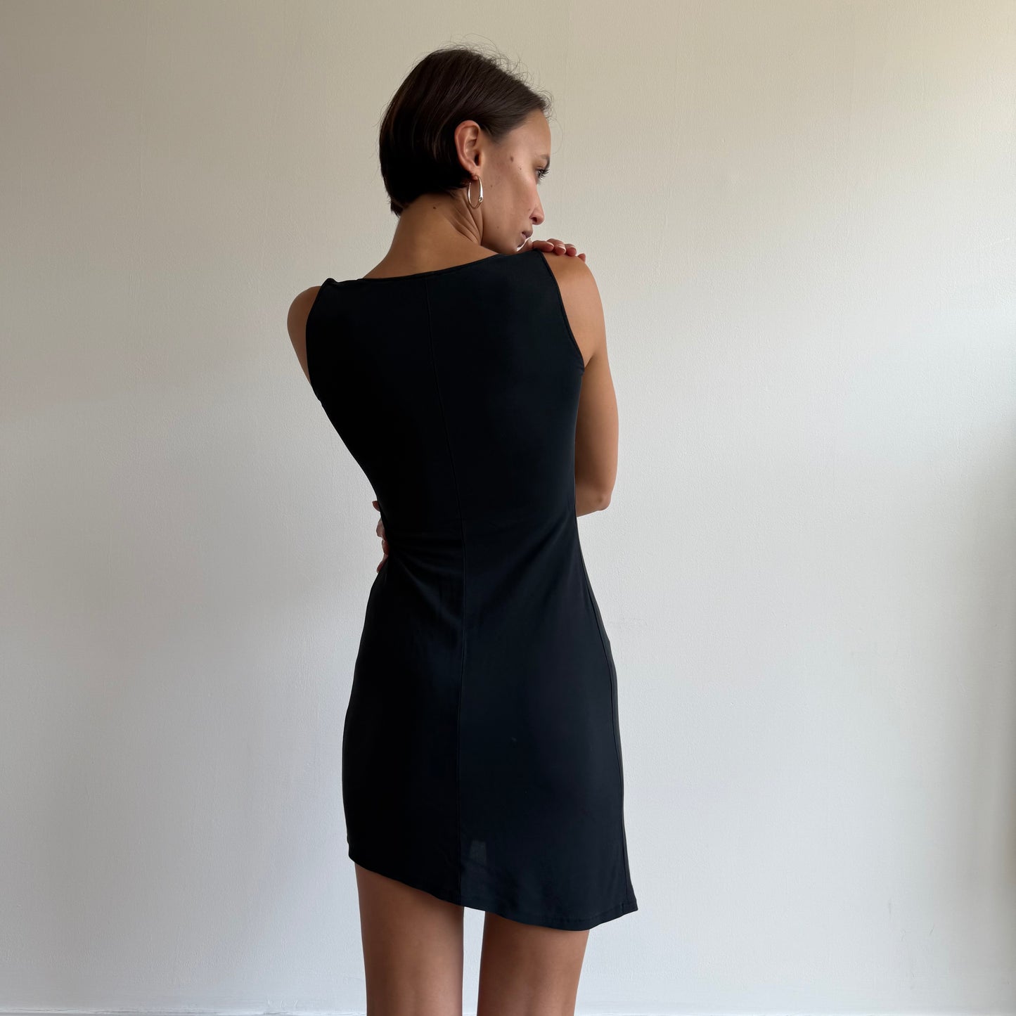Black asymmetric 90s dress - Size XS