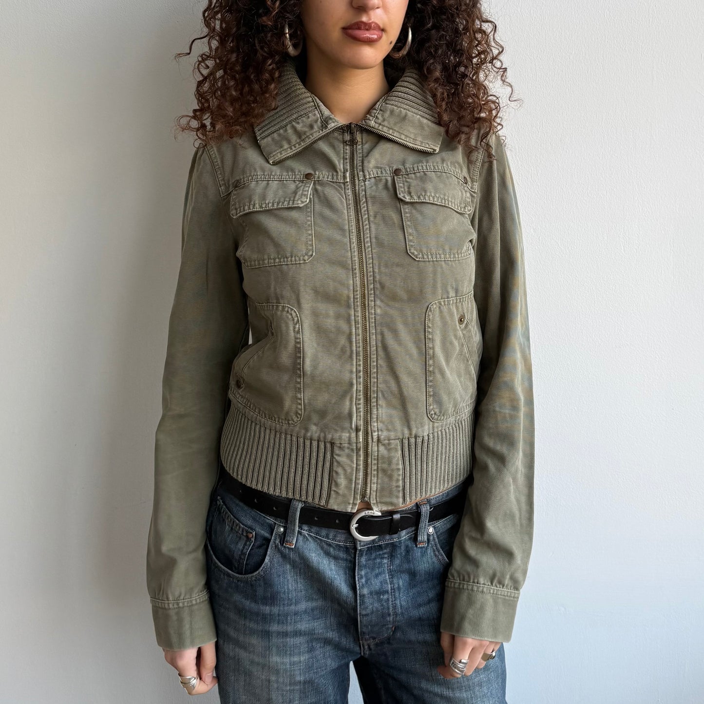 Khaki cargo bomber jacket - Size M