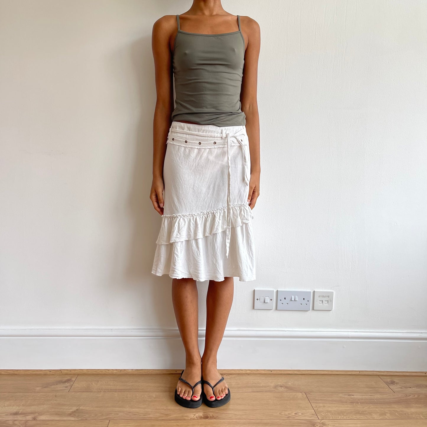 White linen Morgan grommet skirt - Size S