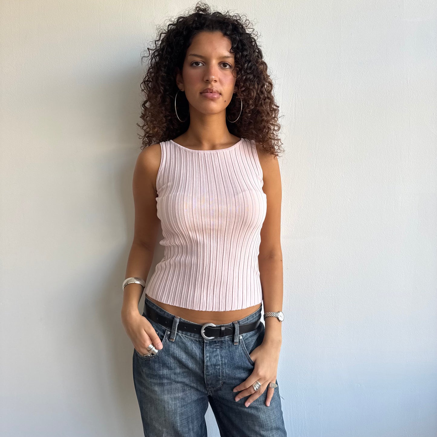 Pink ribbed top - Size S