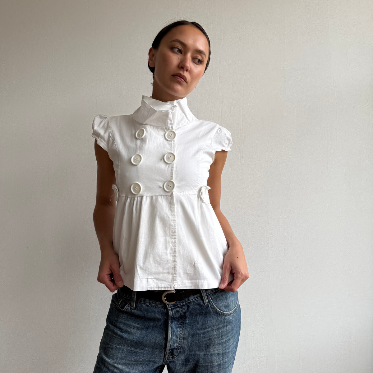 White short sleeve peacoat - Size S