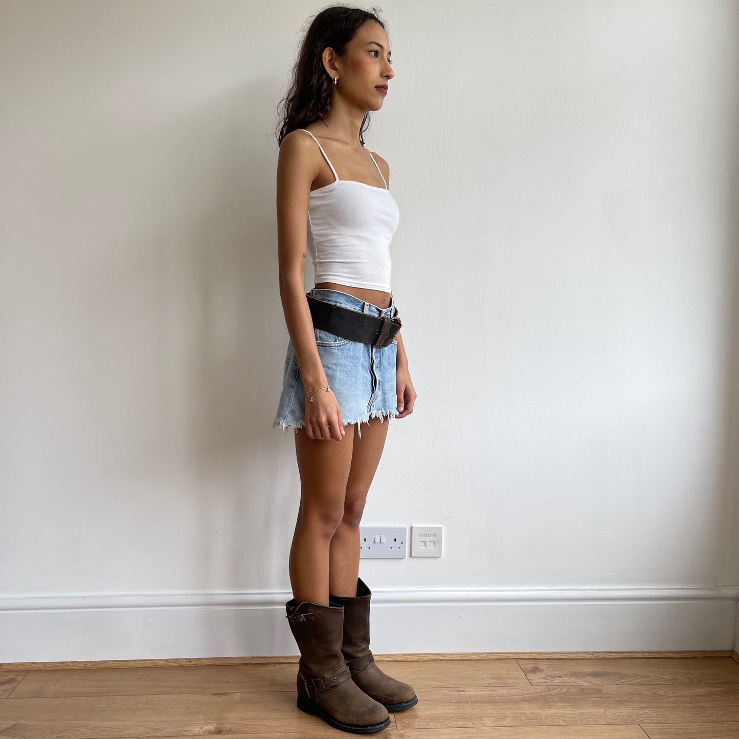 Brown leather belt - OS