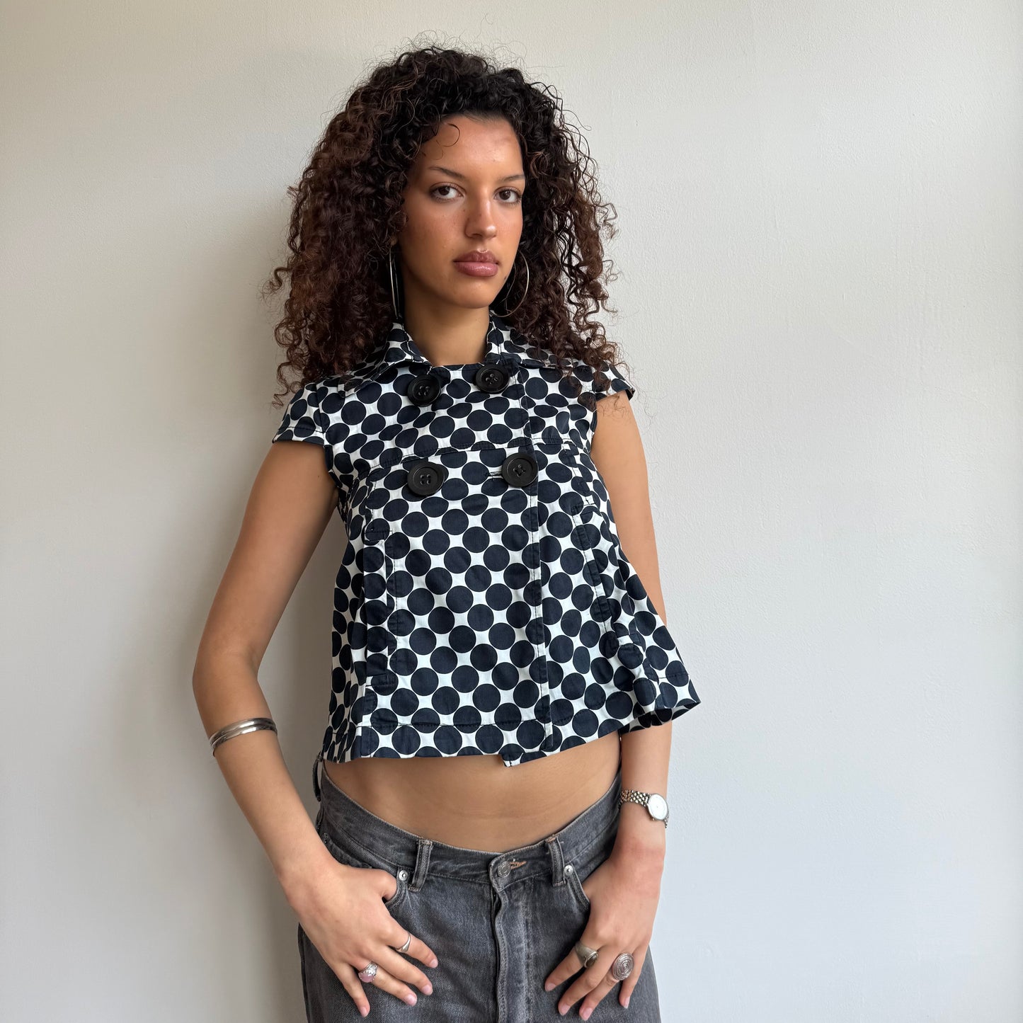 Polka dot short sleeve peacoat - Size S
