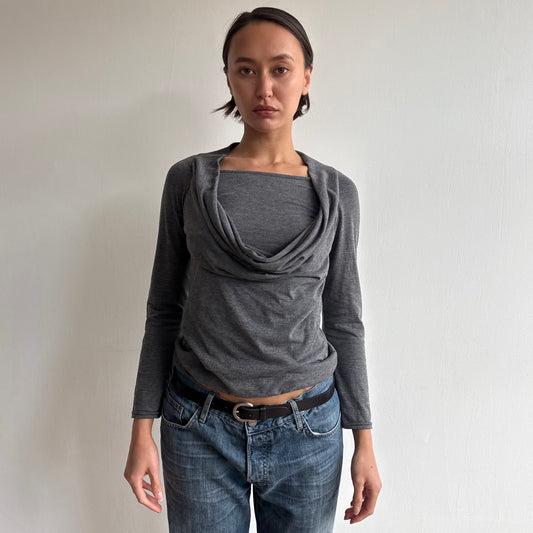 Charcoal cowl double layer top - Size S