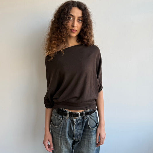 Brown short sleeve slouchy knit - Size M