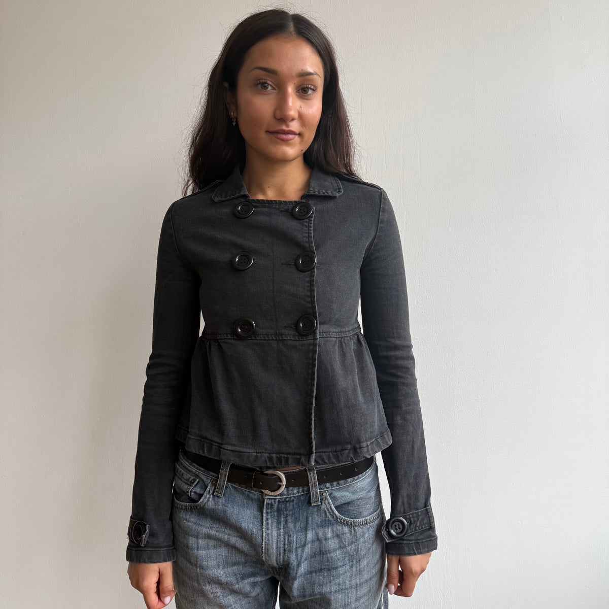 Black wash denim peacoat - Size XS