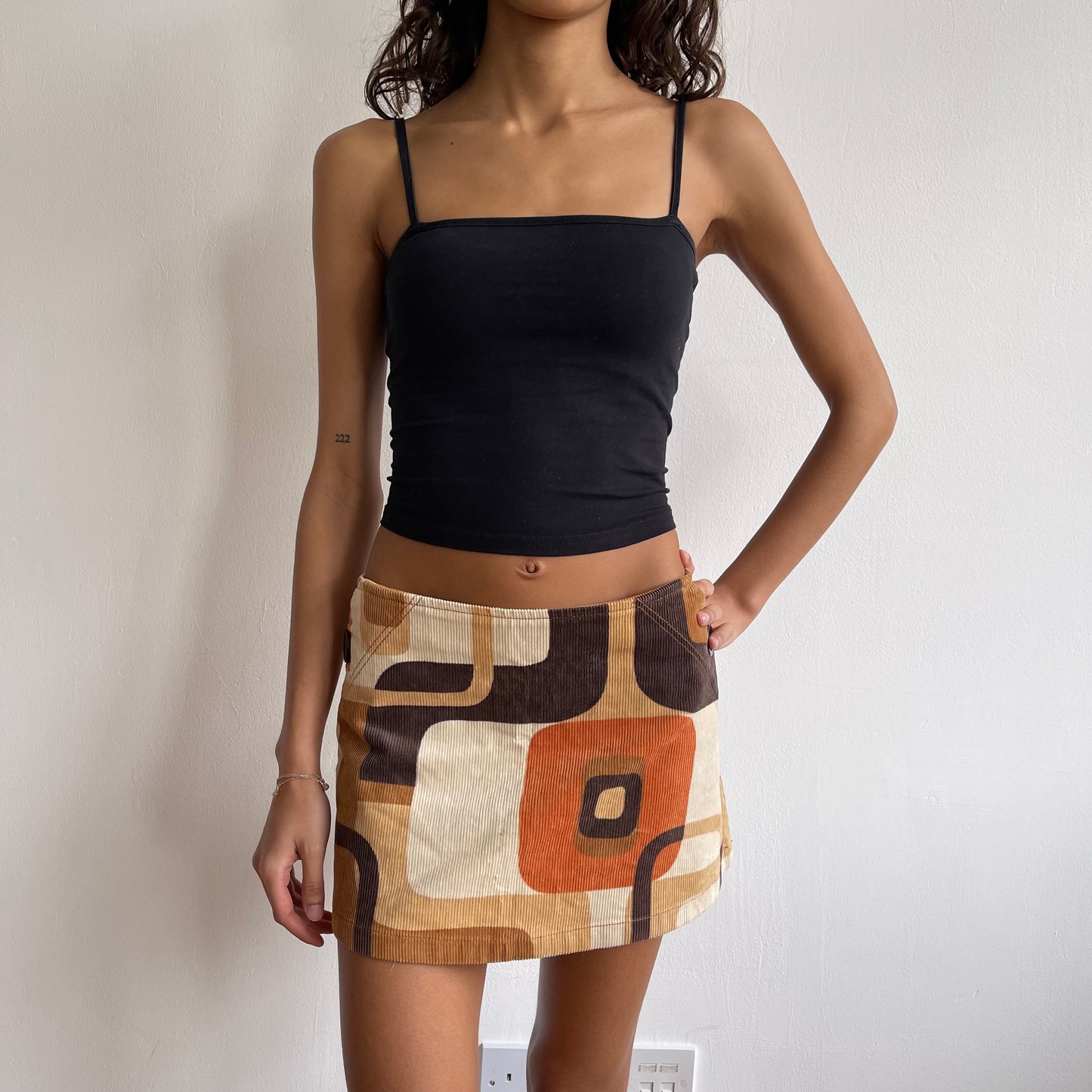 Boho cord 60’s mini skirt - Size L