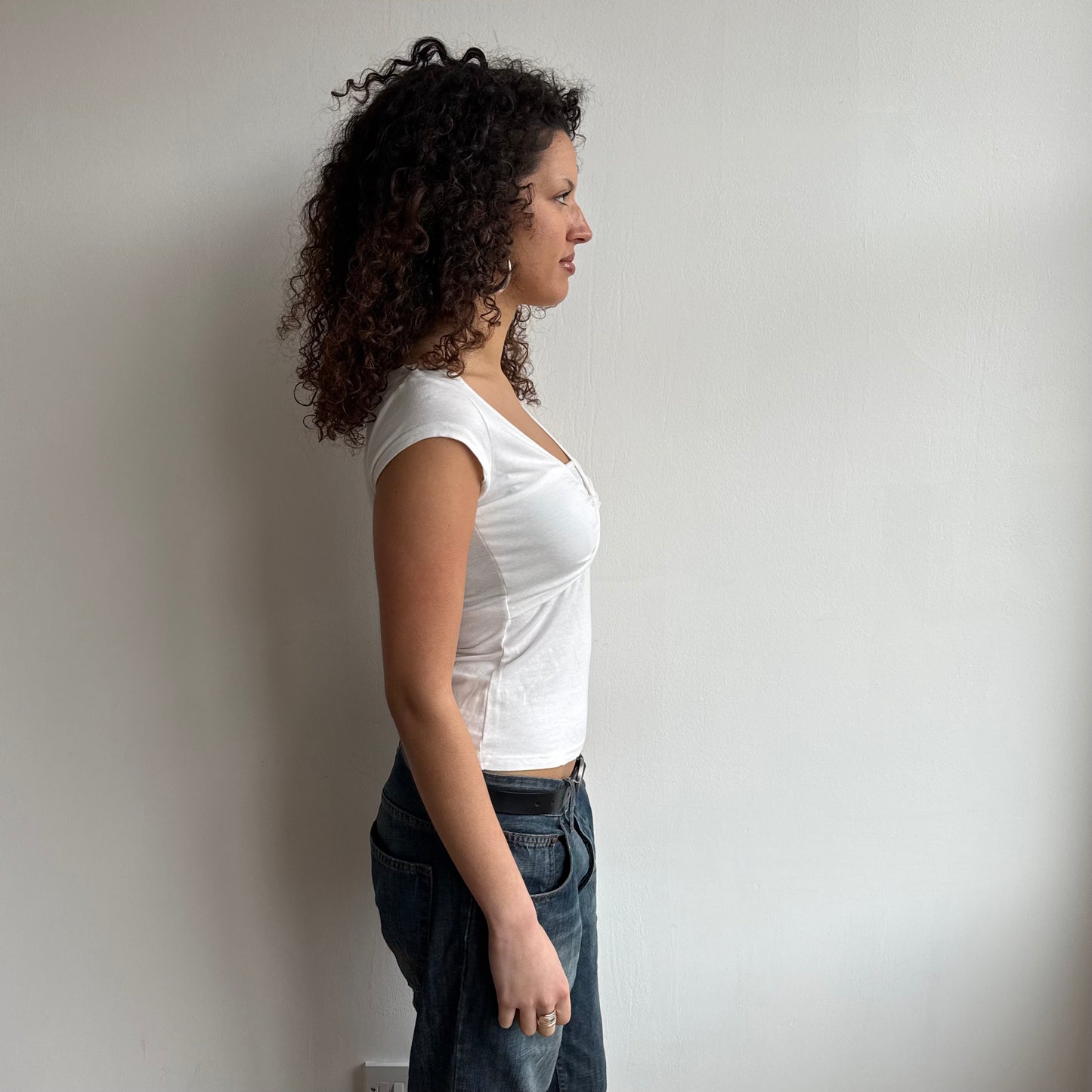 White twist front tshirt - Size S