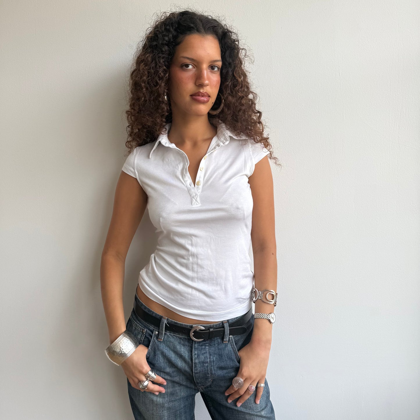 White Miss Sixty polo top - Size S