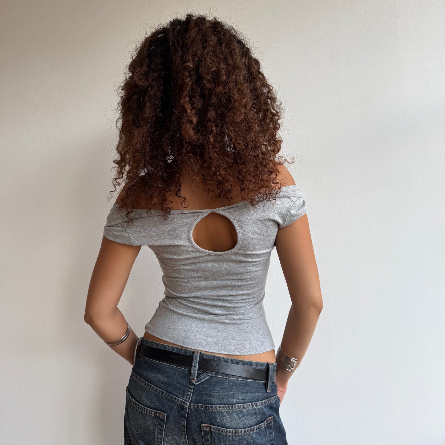 Grey wrap front top - Size S