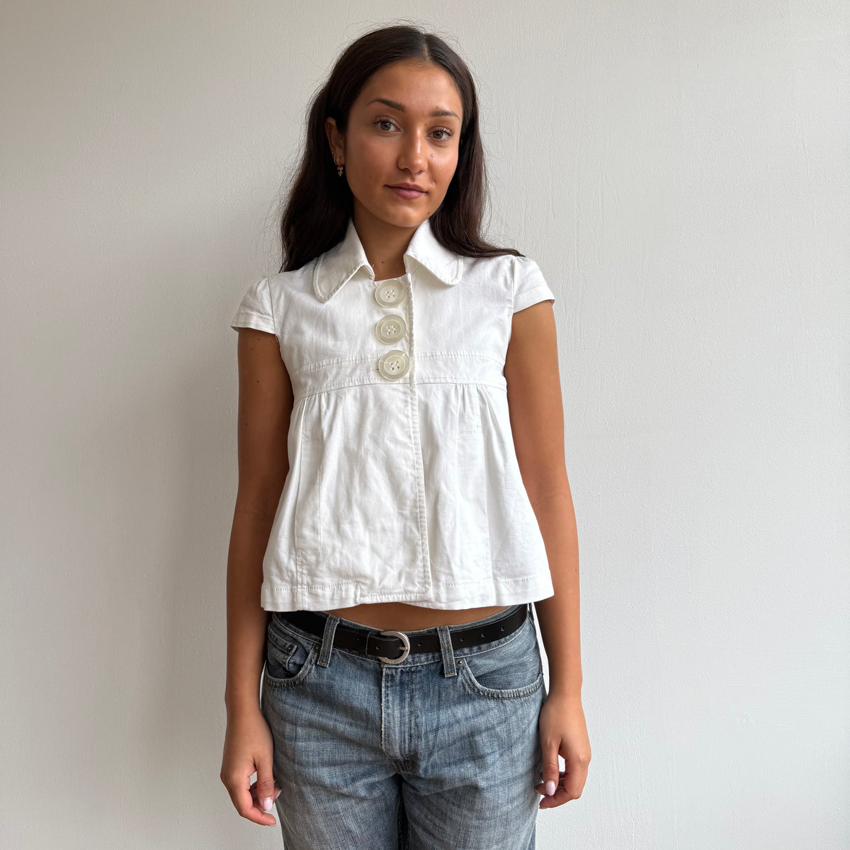 White short sleeve peacoat - Size S