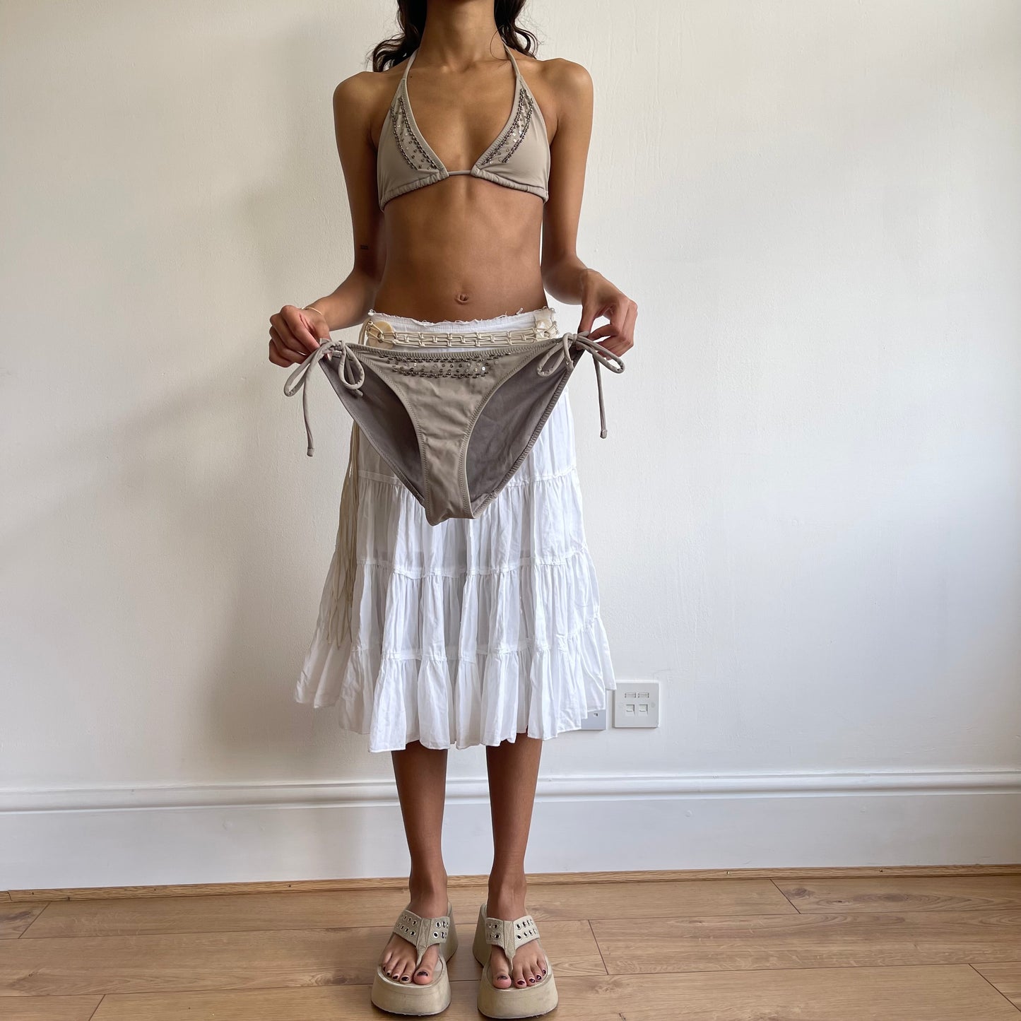 Khaki beaded bikini - Size S