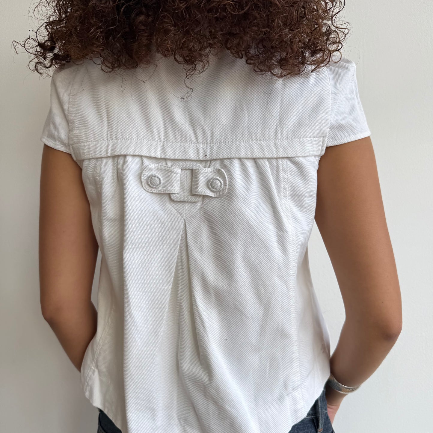 White short sleeve button peacoat - Size S + M