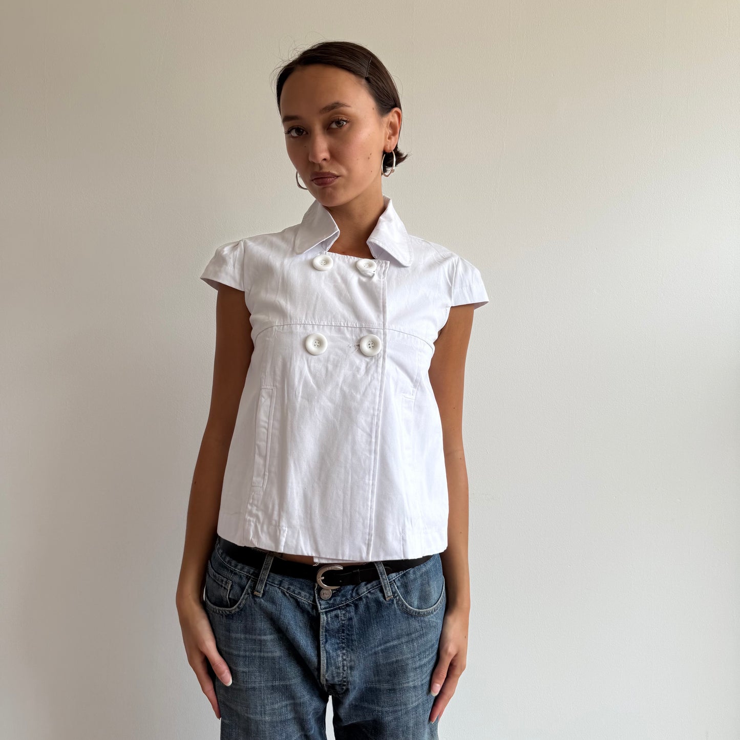 White short sleeve peacoat - Size S
