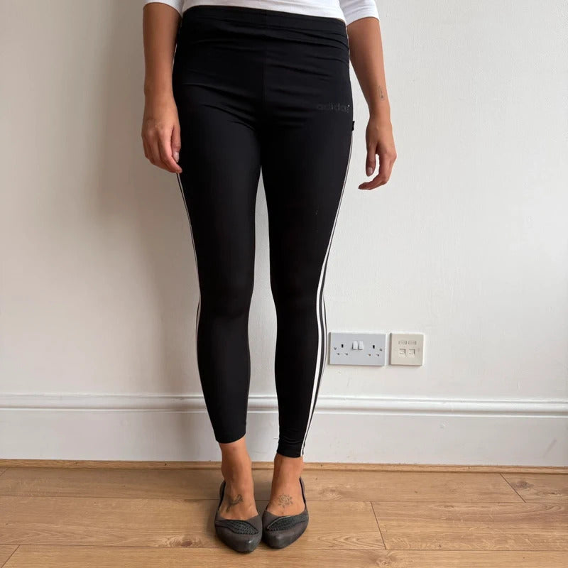 Black Adidas side stripe leggings - Size S