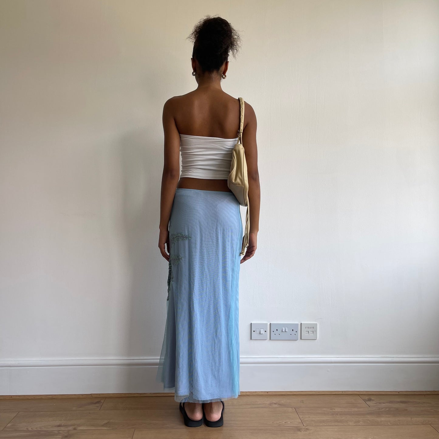 Blue mesh sequin maxi skirt - Size S