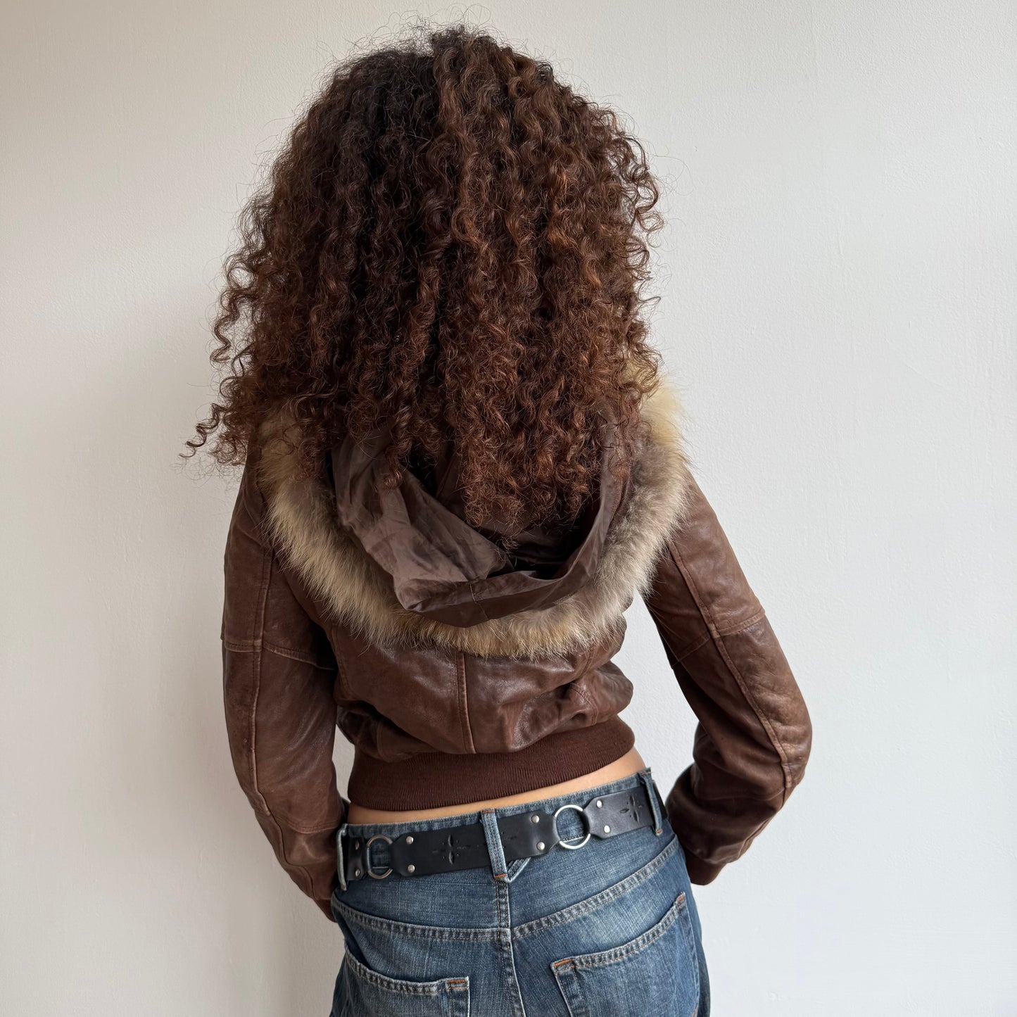 Brown leather bomber - Size S