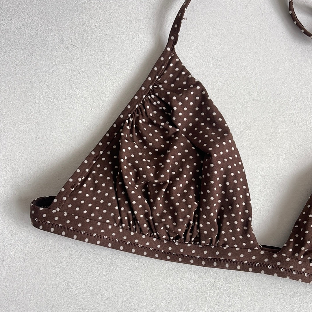 Brown polka dot bikini top - Size S