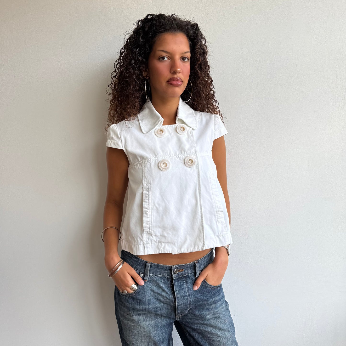 White short sleeve peacoat - Size S