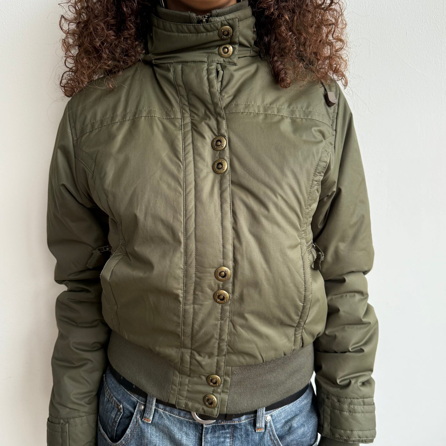Khaki fur hood bomber - Size S/M