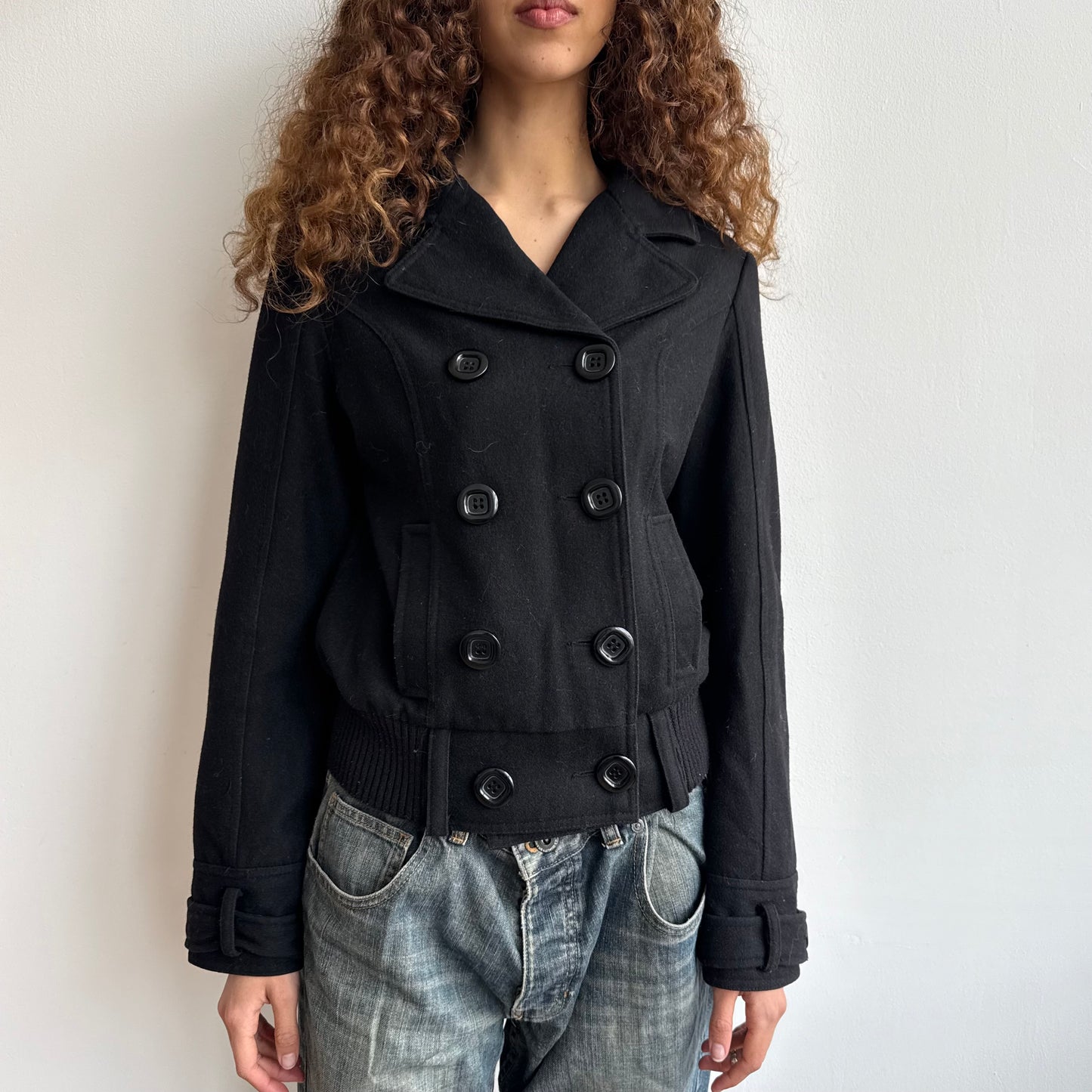 Black peacoat bomber jacket - Size S/M
