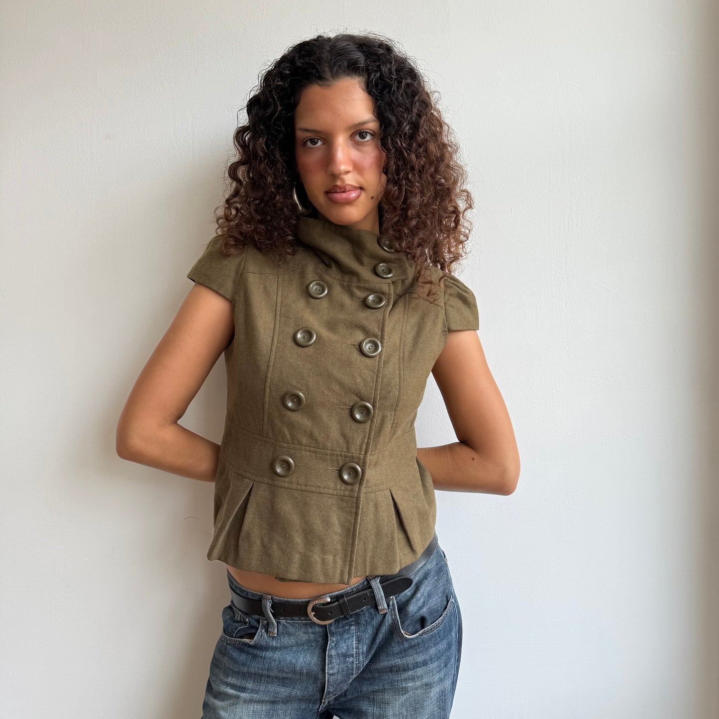 Khaki short sleeve peacoat - Size M/L