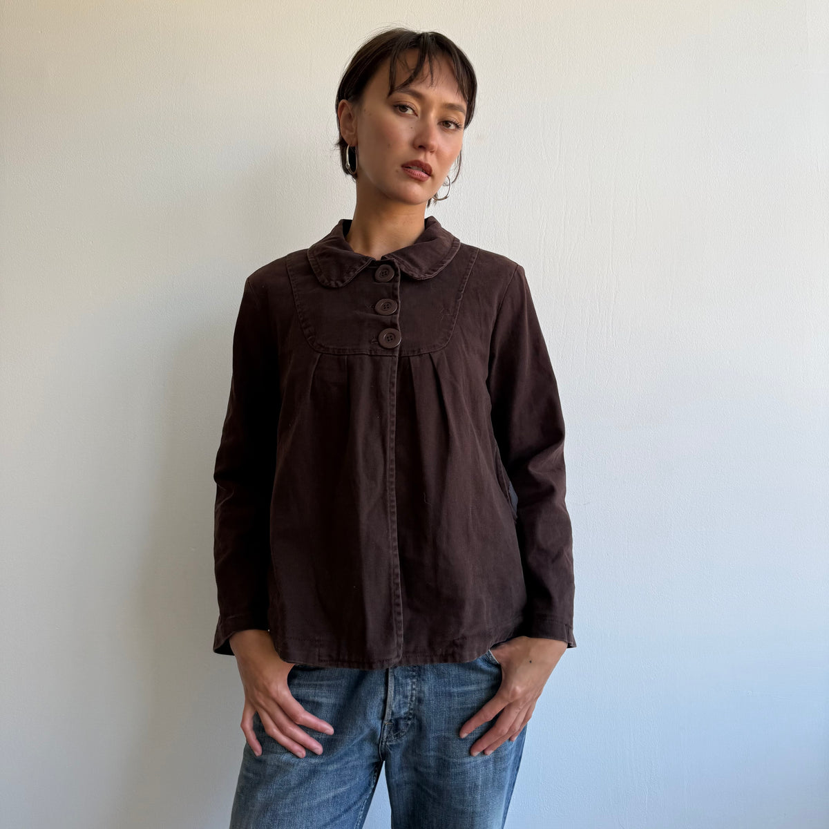 Brown long sleeve swing coat - Size M