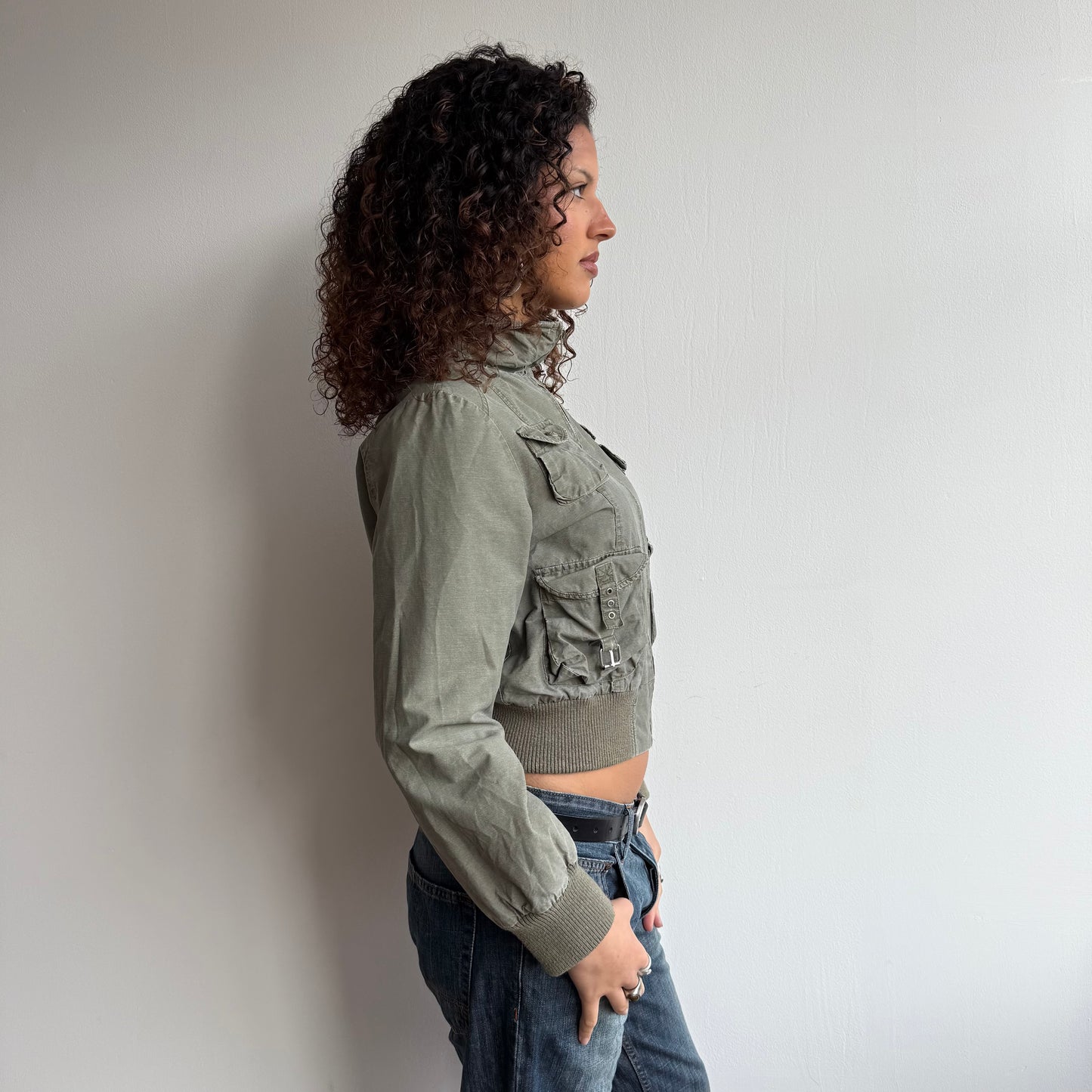 Khaki cargo bomber jacket - Size S/M