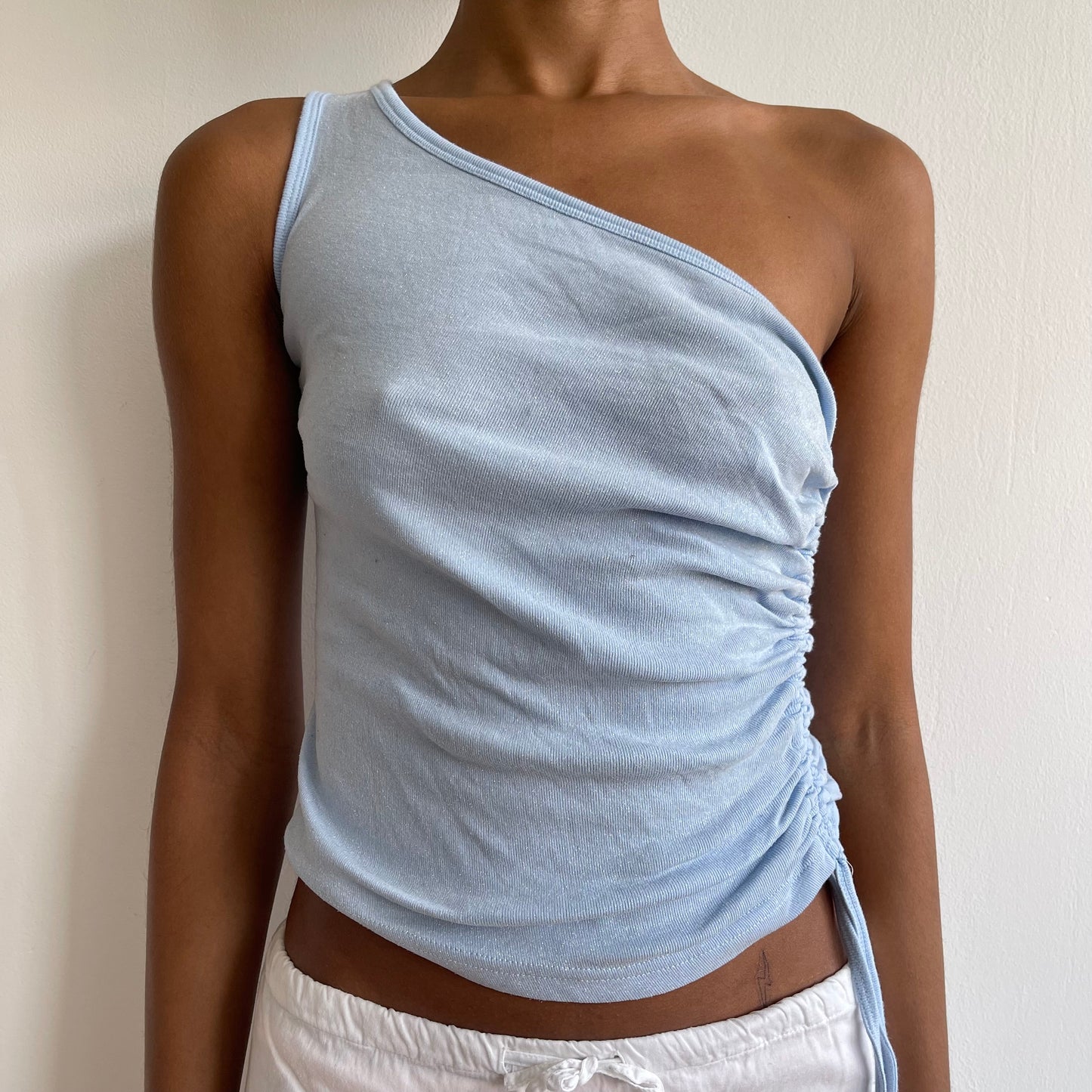 Blue one shoulder top - Size S