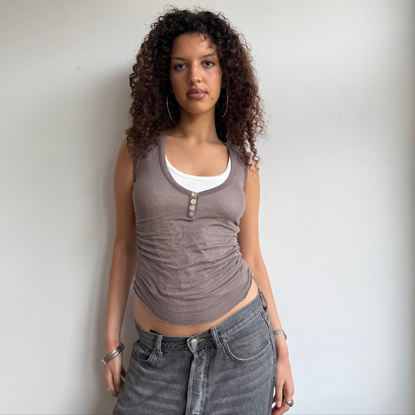 Brown fine knit top - Size S