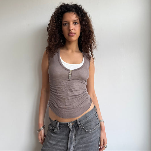 Brown fine knit top - Size S