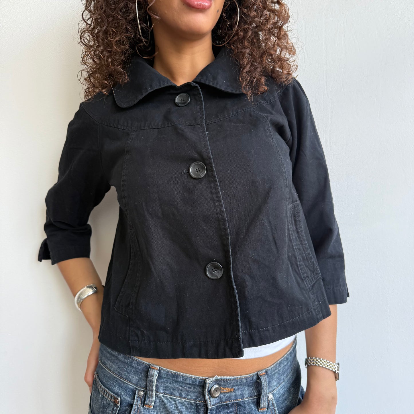 Black 3/4 sleeve jacket - Size S