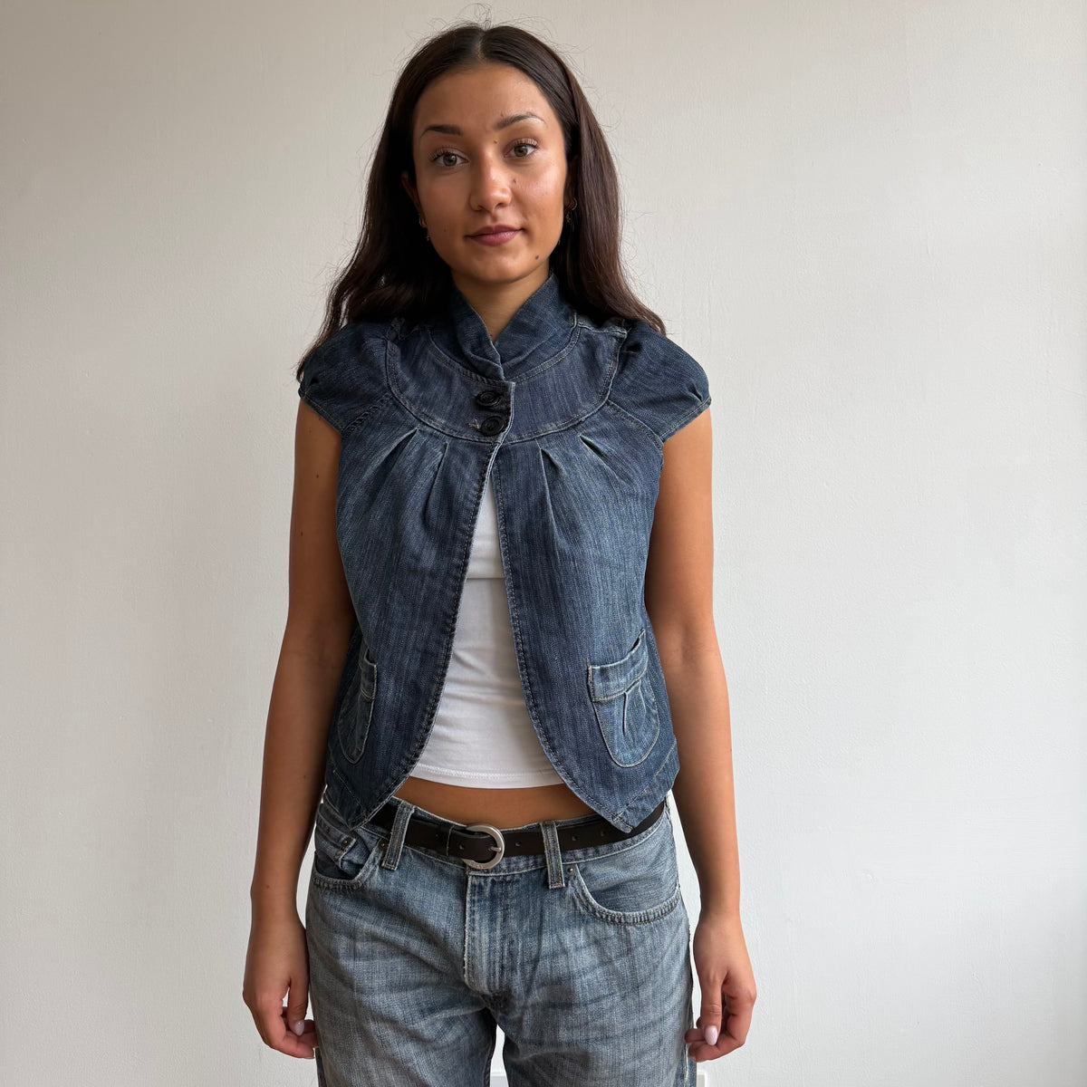 Denim short sleeve peacoat - Size S